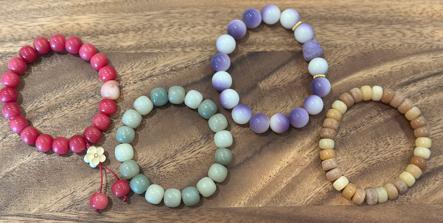 4 Luxe Bodhi Bead Bracelets (Handmade)