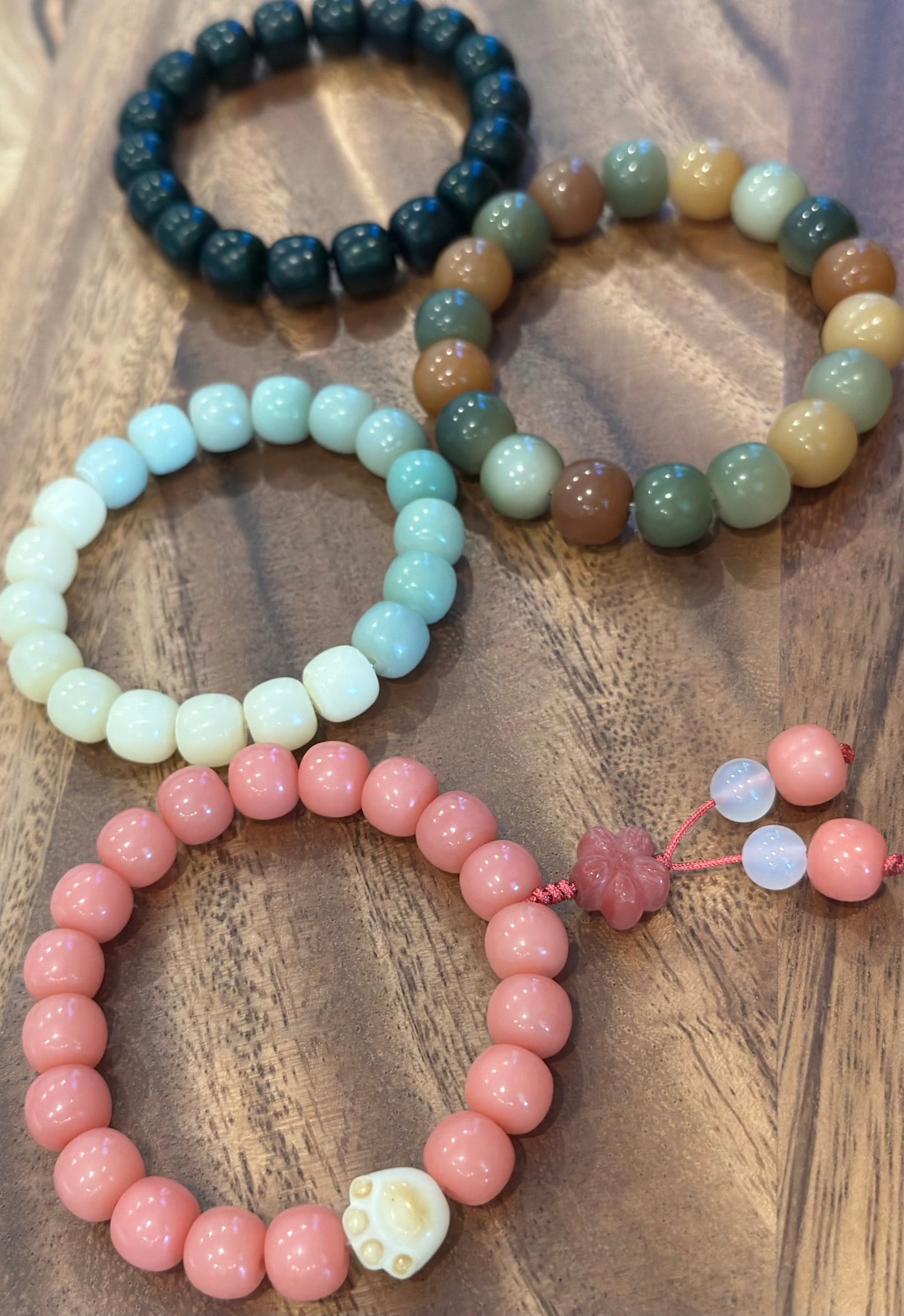 4 Luxe Bodhi Bead Bracelets (Handmade)