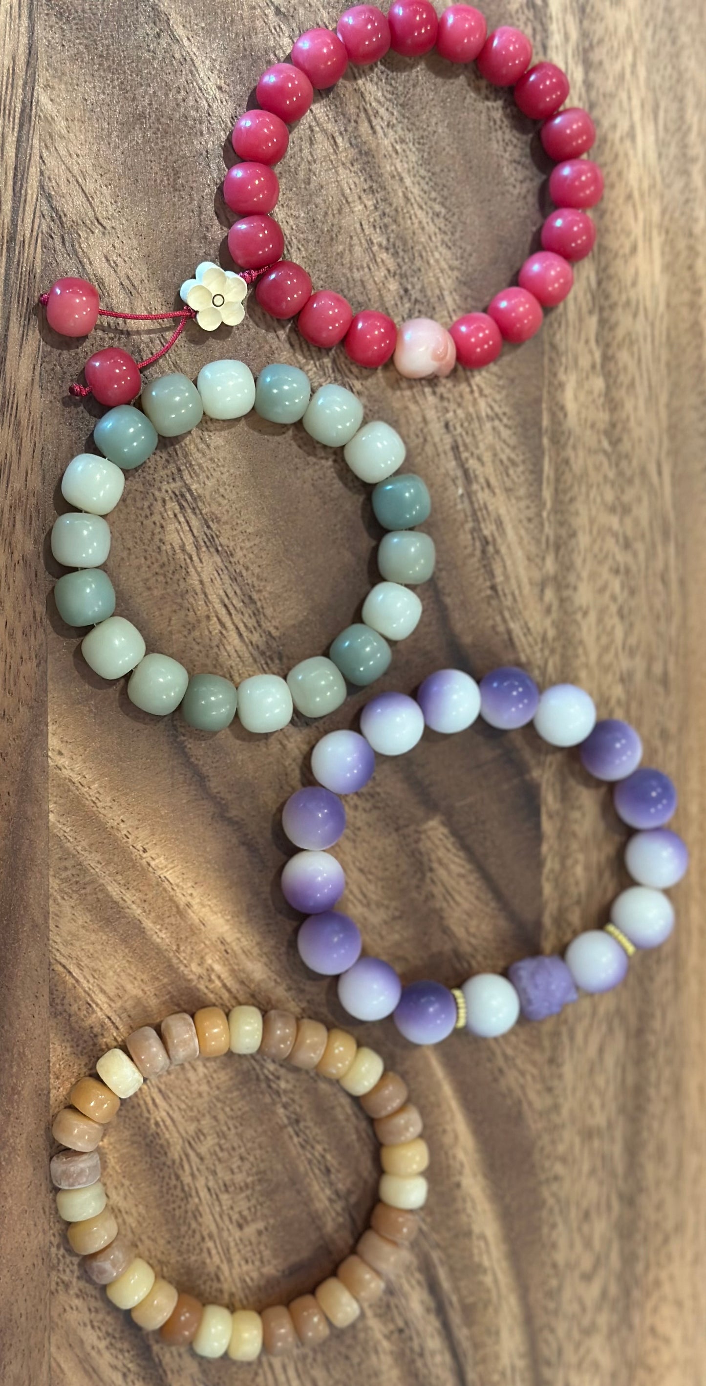 4 Luxe Bodhi Bead Bracelets (Handmade)