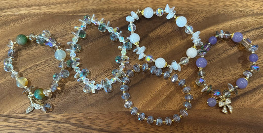 5 Luxe Glass Crystal Bead Bracelets (Handmade)