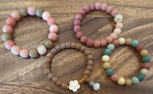 4 Luxe Bodhi Bead Bracelets (Handmade)